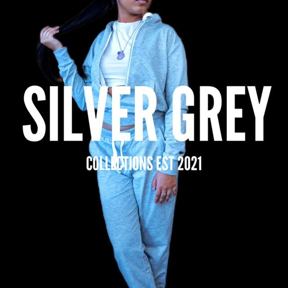 Juicy Silver Reflective Letter Print Drawstring Pocket Hoodie & Sweatpants Set - Picture 5 of 6